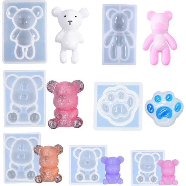 CDQ 7 st Teddy Bear Resin Mold Kristall Epoxi Mold DIY Craft