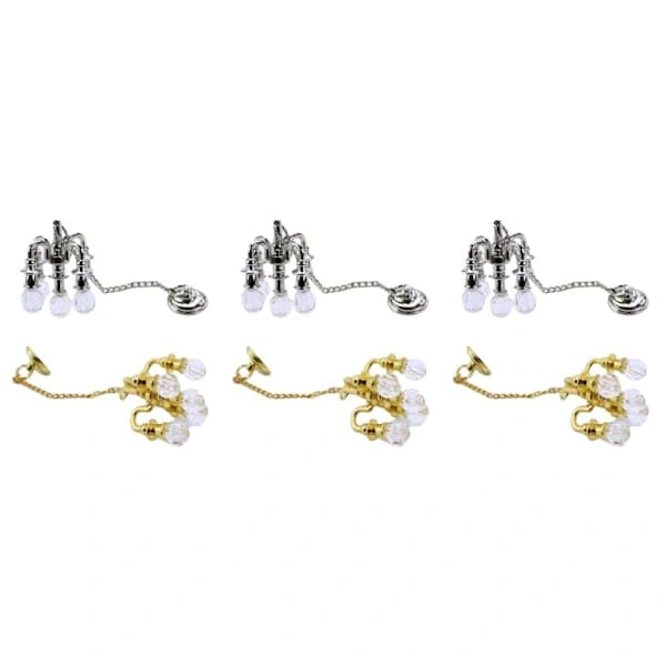 2 stk Mini Pendellampe Lysekrone Zinklegering Lampe til Miniaturer 3x 3x