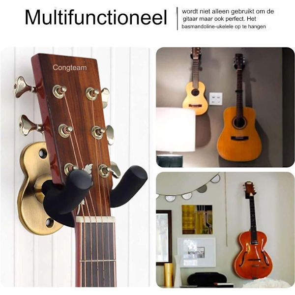Gitarrställ, väggfäste krok, metall, 2-pack, universell för gitarr
