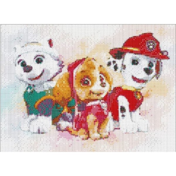 DIY Paw Dog Patrol 5D Diamantmålning Kit, Full Borr Kristall Rhinestone