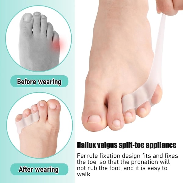 Tåavskiljare i bitar, små tåskydd, Soft Gel Toe Correctors, Trehåls tåseparator för Superpo Toes