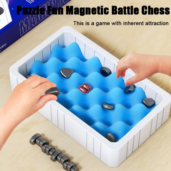 Magnetisk sjakkbrett for barn - Blå Rope-stil