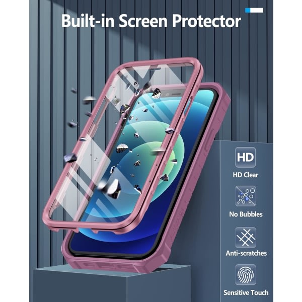 iPhone 12 telefondeksel Militärklass Dropsäkert Robust deksel med støtte | Matt teksturert støttesikker TPU Hybrid Bumper Cases 6,1 tum