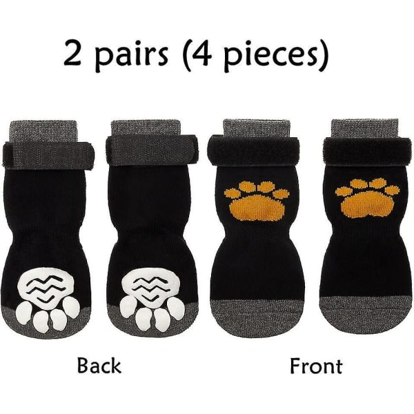Halkskyddade hundstrumpor för hundar 2 par mjukt justerbart tassskydd Hundgreppsstrumpor med greppkontroll 2 Pairs Yellow Small zdq