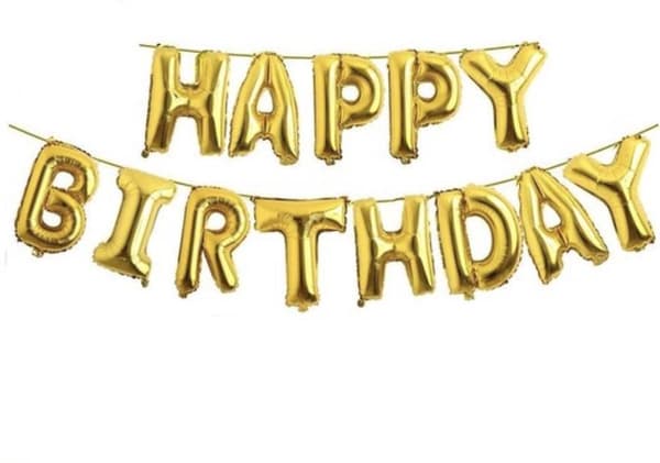 Happy Birthday -ilmapalloköynnös kulta - Ilmapalloköynnös - Folioilmapallot