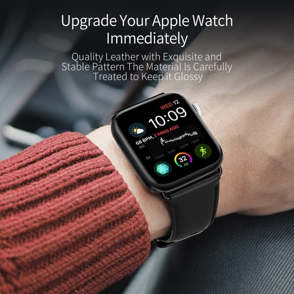 Apple Watch 42/44/45/49 mm Urrem Ægte Læder Sort_tfrf 46