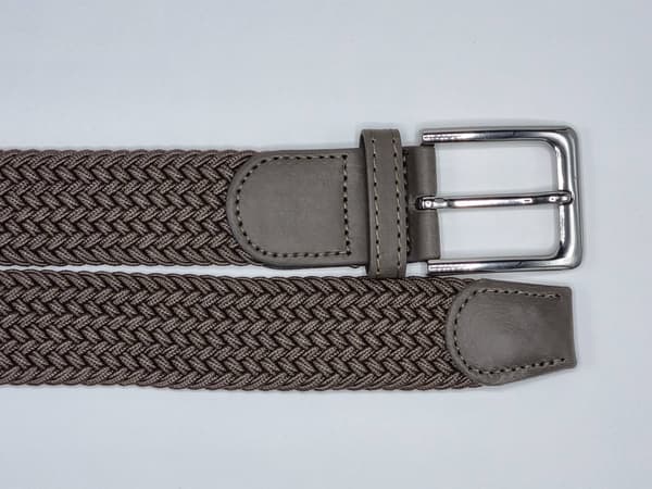 2-pack elastiska flätade bälten för kvinnor och män, stretchvävt bälte med justerbart spänne för vardags- och formell klädsel, ljusbrun & khaki, 120 cm