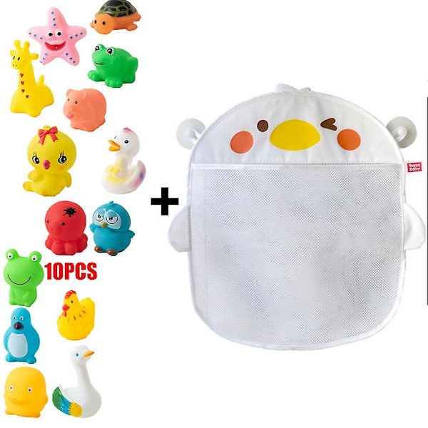 5/10 stk./sæt Baby Søde Dyr Badelegetøj Svømning Vandlegetøj Blødt Gummi Flydende Klem Lyd Børn Vask Leg Sjov gave Badelegetøj 10PCS and white