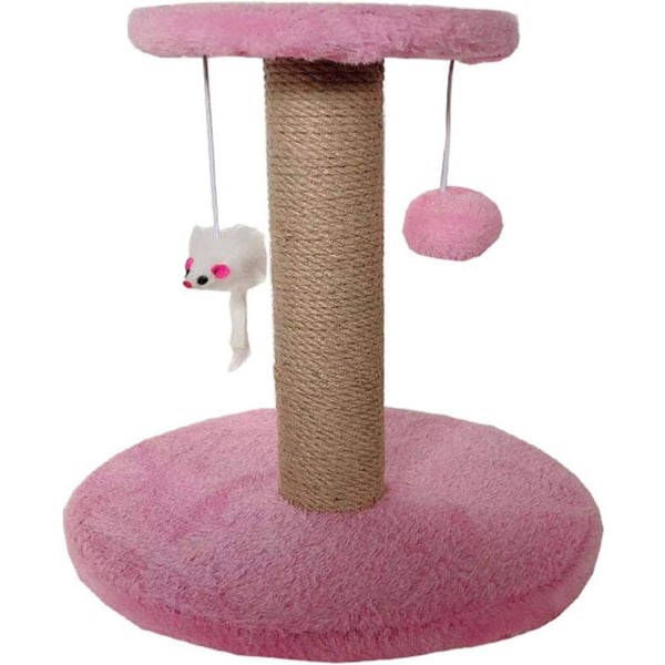 CDQ Kattträd, skrapstolpe med hängande leksaker for små katter, klätterstav for vila (rosa) Pink