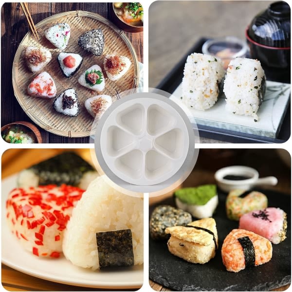 CDQ Sushi Maker Onigiri Form Bento Form Sushi Maker for Restauranter, Hjem, Kontor, Camping (Hvit)