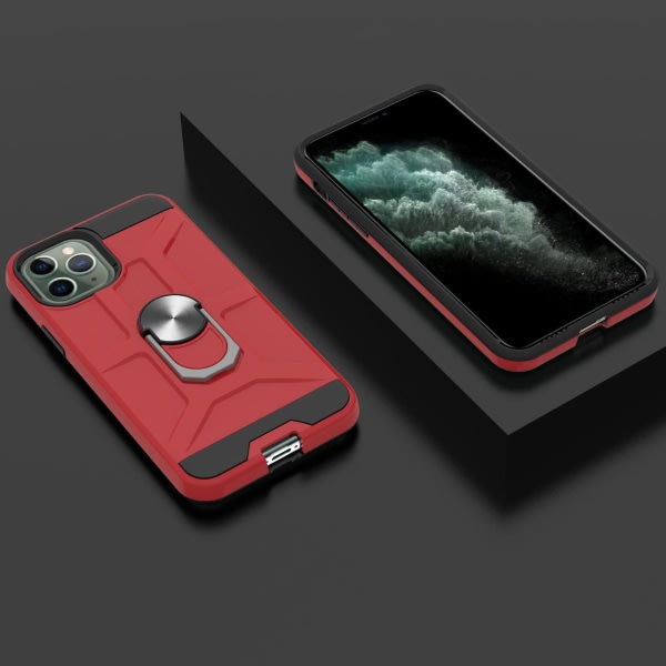 Case till Iphone 11 Pro Max 6,5 tum roterande rengas Kickstativ Hockproof slagskydd - röd null none