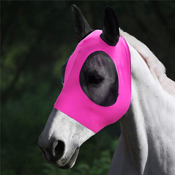 CDQ Anti-Fly Mesh Equine Mask Horse Mask Horse Fly Mask med dækket Pink