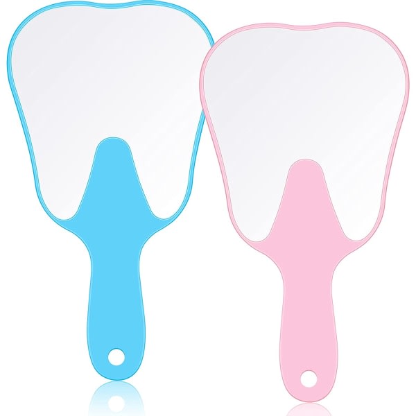 2 delar tandformad handhållen spegel Söt tandformad spegel