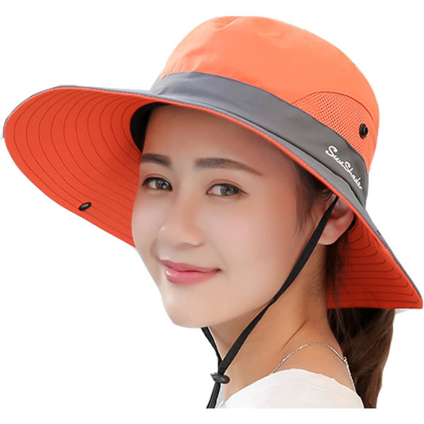 Solhatt Dam Herr 3u201d Bred brätte UPF 50+ Fiske Strand Bucket Hats Orange Grey