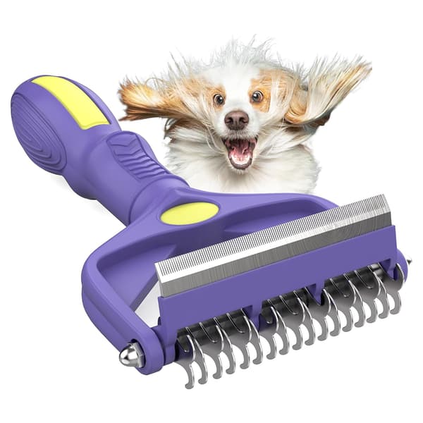 Pet Comb for Thick Fur, Purple Yellow, 1 Piece