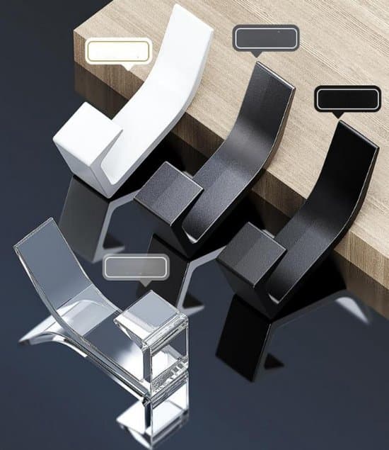 5-pack självhäftande väggkrokar, ABS-plast, ingen borrning, klädkrokar för hall, sovrum och dörr, svart, 2,8 x 2 x 7,6 cm
