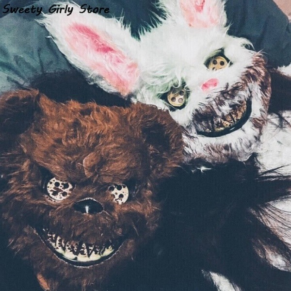 Rabbit Cosplay Mask Halloween Party Skräck Huvudbonader