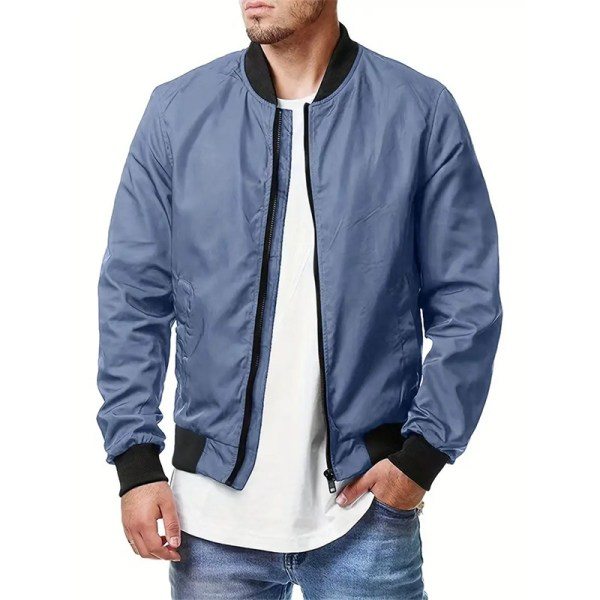 Herr Bomberjacka Långärmad Full Zip Casual Coat Ståkrage Ytterkläder med fickor caramel 4XL zdq