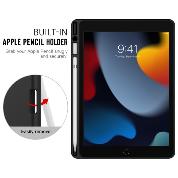 CDQ Apple iPad 10.2 2021/2020/2019 Slim fit tri-fold etui - Sort