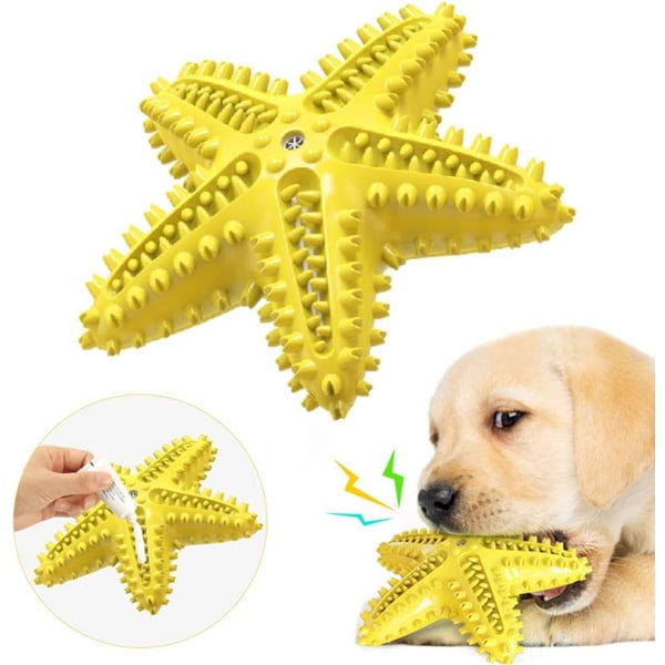 Hundtuggleksak för medelstora små hundar som får valpar, Uppdaterad design 3In1 Starfish Interactive Toothbrush Toy