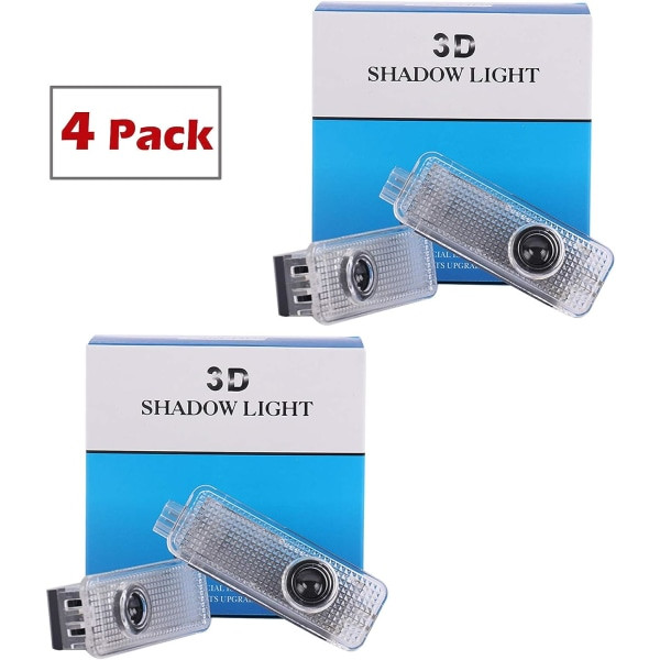 4 stk bildør LED-logolamper for Land Rover, 3D trådløs velkomst med tillstånd projektor Ghost Shadow Light