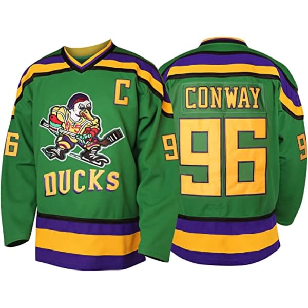 Men's Mighty Ducks 96 Charlie Conway 99 Adam Banks 33 Greg Goldberg Movie Hockey Jersey Grön 96 L zdq
