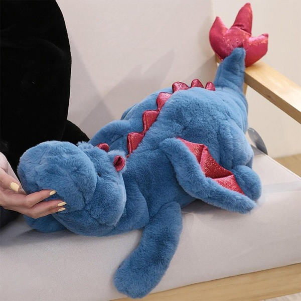 Blå, 70 cm, plyschdjur, viktade dinosaurier