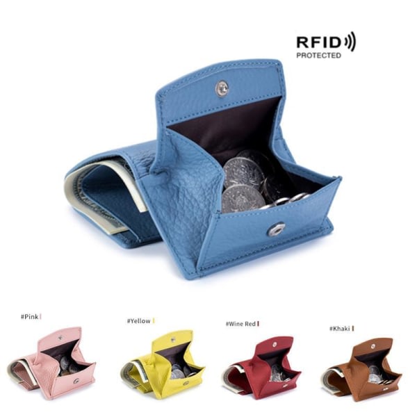 Smart RFID-beskyttet pung i ægte læder - 4 farver - Khaki Brown zdq