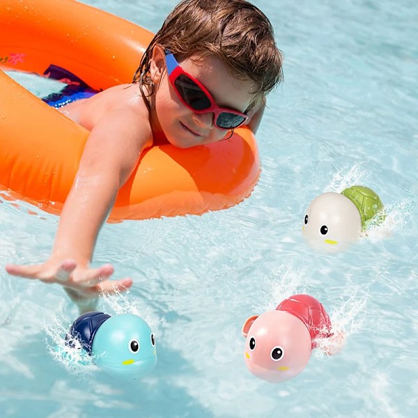 Badleksaker Baby Söt Simmande Sköldpadda Val Pool Strand Klassisk Uppdragbar Vattenleksak För Barn Pink crab