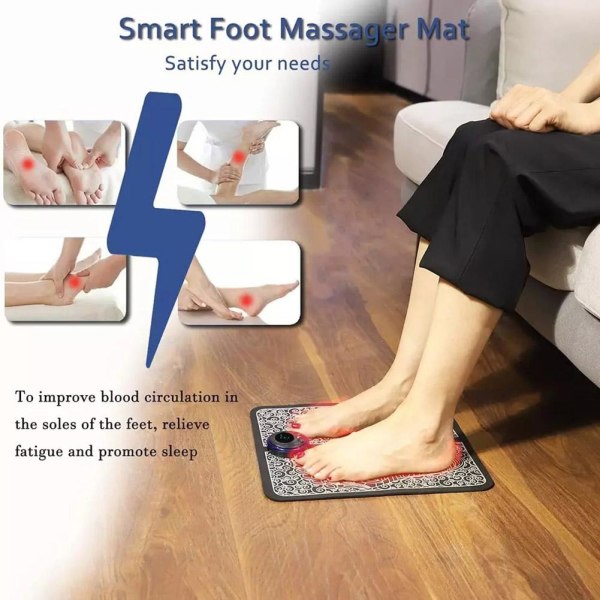 Elektrisk EMS Fotmassage Pad Fötter Akupunktur Stimulator Massasje fjernkontroll One-size