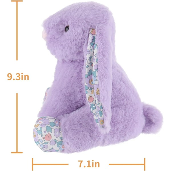 Lammlegetøj Plys lilla kanin bamse med fluffy bløde blomsterører 7,9 tommer