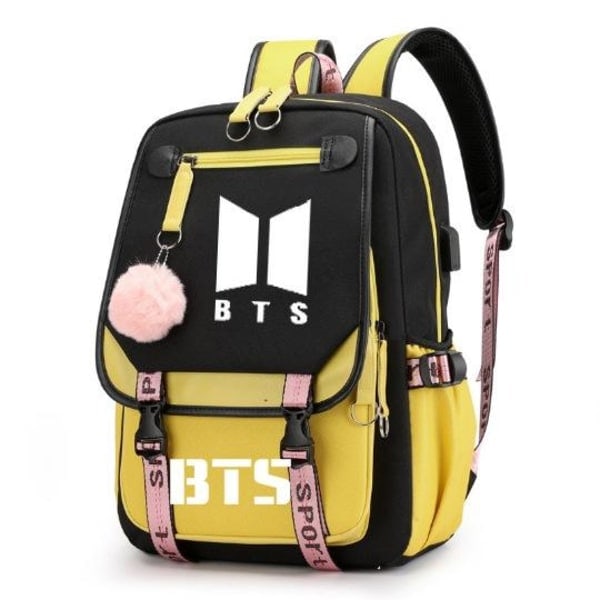 BTS Ryggsäck Barn Ryggsäckar Ryggväska med USB-uttag 1 st Gul 2 gul 2