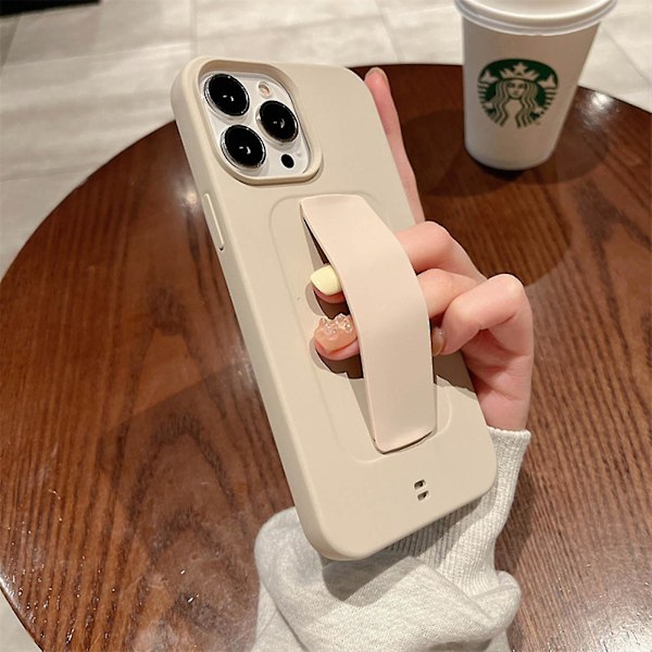 Stöttåligt mjukt silikonskal för iPhone 14 Pro Max/14 Pro/14 Plus/14 - Handledsrem Handhållare Fodral Vit för 14