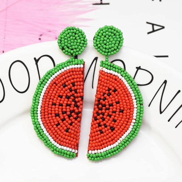 Söta frukt Vattenmelon pärlor Dangle Stud örhängen för kvinnor Tonårstjejer Rolig frukt Bohemian Statement Harts droppe örhängen Modesmycken