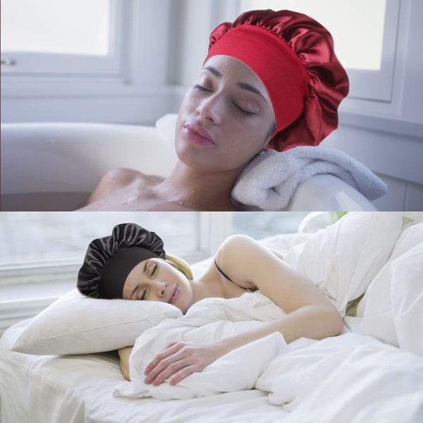 Satinbonet Silke Bonnet Hårhuv för att sova Satin Bonnet för hår Bonnets for Women Silke Bonnet för naturligt hår Ljus lila