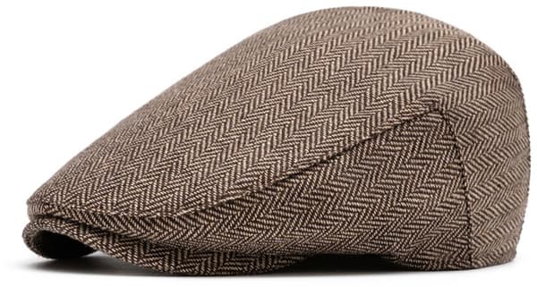 Herre Flat Cap, Pustende Polyester Med Bomullsfôr, Klassisk Sommer Casual Stil, Lysebrun, Størrelse L (56–58 Cm)