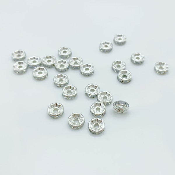 CDQ Distanspærlor lösa pærlor til smyckestillverkning 100-pak Sølv 6 mmCDQ