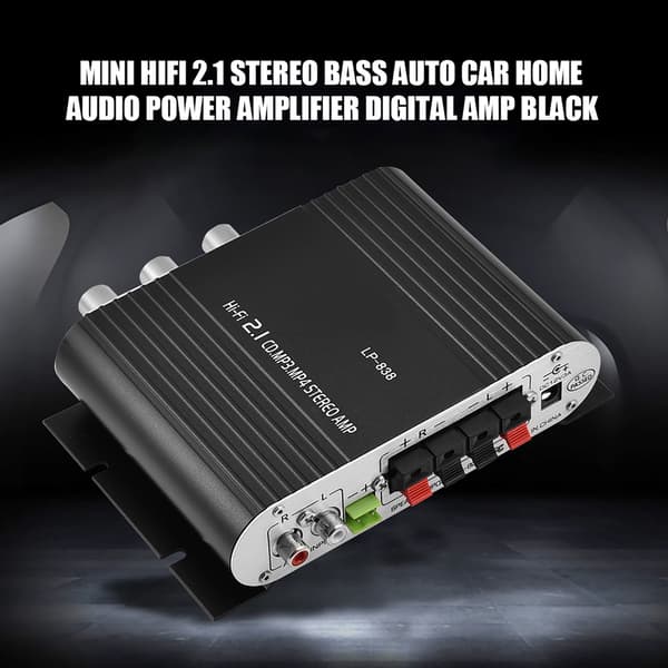 Mini HiFi 2.1 Stereo Bas Auto Bil Hjemme Lydforstærker Digital Forstærker Sort