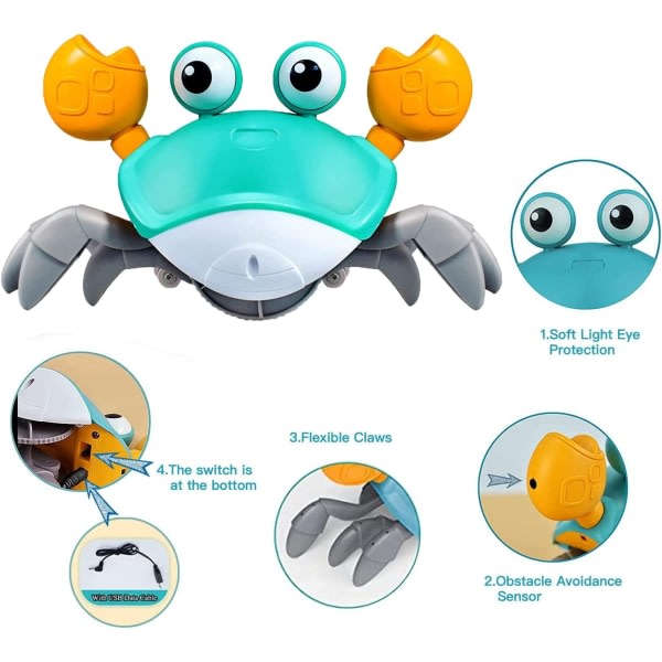 Leksakspresenter för krypande krabba för 1-8 år gamla baby