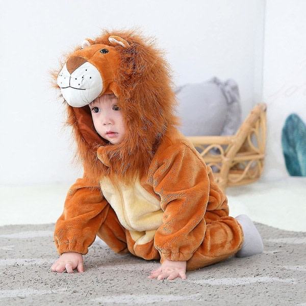 Ca Toddler's Dinosaur Dräkt Barn Söt Hooded Onesie Djurdräkt Halloween Lejonhane 18-24 månader