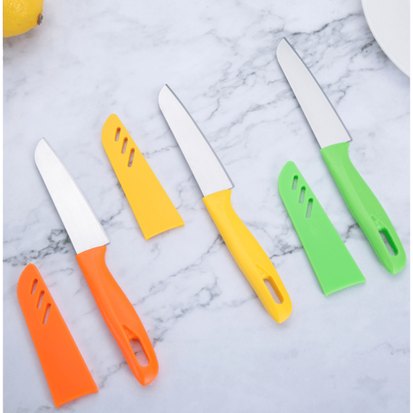 Ultra Sharp Versatile Kitchen Knives, 3-Piece Set with PP Plastic Handle, Rounded Ends for Safety, Non-Toxic and Eco-Friendly