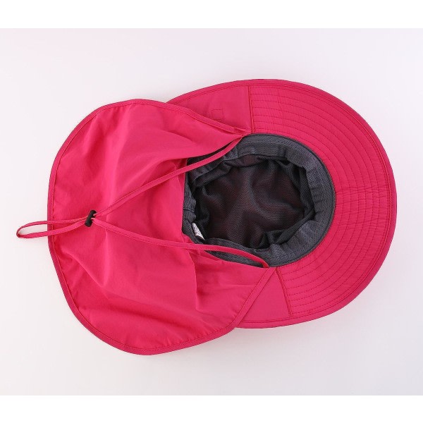 CDQ Föredrar Outdoor UPF50+ Mesh Solhatt Fiskehatt med oppdrettet brätte med Rose Red