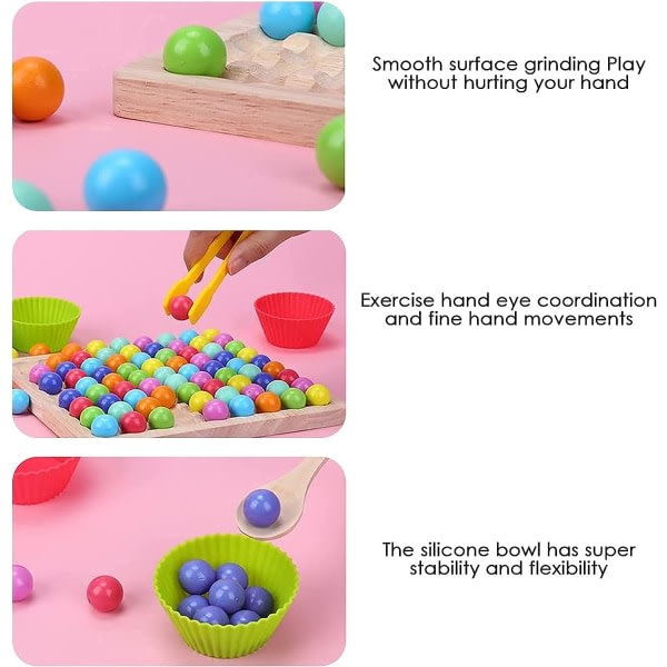 CDQ Wooden Clip Beads Brädspel, Montessorileksaker, Wooden Bead Pusselleksak, Eliminationsspel