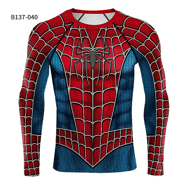 Spider-Man miesten T-paita, tiukka istuvuus, urheiluharjoittelu, pitkähihainen M