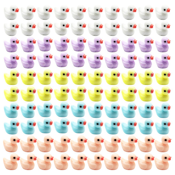 100 st Mini Resin Duck Miniatyr Duck Figurer Micro Fairy Gard Monivärinen 100 Monivärinen 100