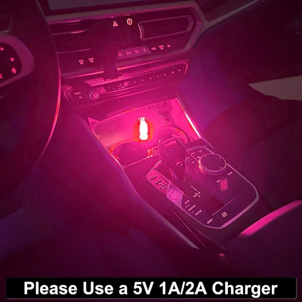 2 stk USB Bilbelysning Retro Touch Interiørlamper Mini Belysning (Rosa)_TF_TF
