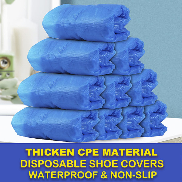 Skoöverdrag Halkbeskyttelse for engangsbrug for indendørs -100-pak (50 par) Vattentäta premium CPE-skor Skor Skyddsöverdrag, store