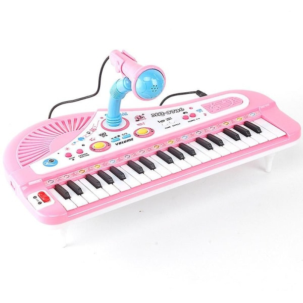 Barnepiano 37 Tangenter Elektronisk Keyboard Piano Musikleketøy med Mikrofon for Barn Rosa