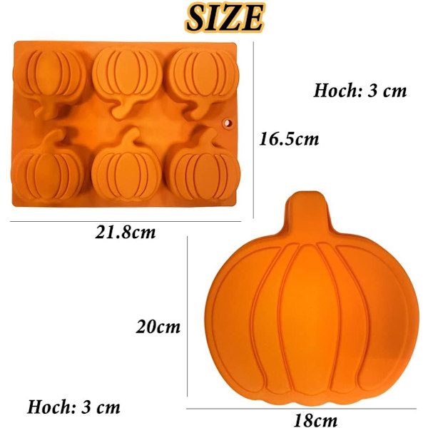 Halloween silikoneforme, græskar silikoneform, 3D kageforme, Halloween chokoladeform, bageforme, non-stick sæbe, græskar bageform