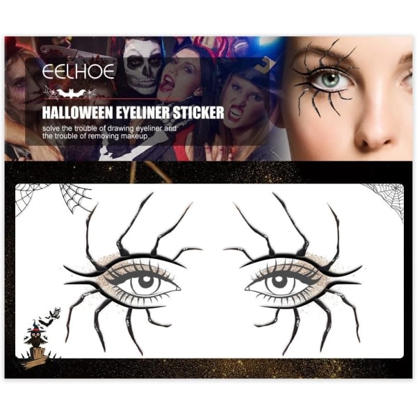 Øgonlocksklistermærke, Halloween Eyeliner-klistermærker Øgonskugglistmærke Skrækmode Scenfest Sminkværktøj